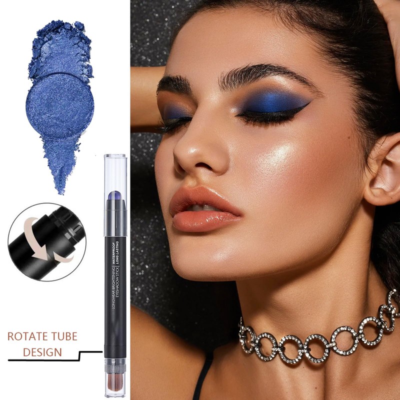 Blue Eyeshadow Stick, Glitter Eye Shadow Crayon Pen Eyeshadow Pencil