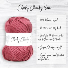 Wool Couture Cheeky Super Chunky Yarn - Super Soft Merino 100% Wool Yarn for Knitting and Crocheting Crafts, Sweaters, Blankets, and More - Mulberry, 100g Ball - 1-Pack