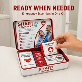 Funny Shart Survival Kit in Aluminum Alloy Tin with Underwear, Wipes & Tissues