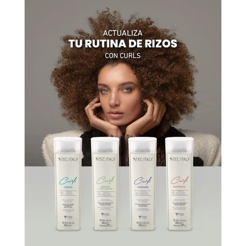Tec Italy Curls Shampoo Limpieza Suave Antifrizz Rizos 300ml