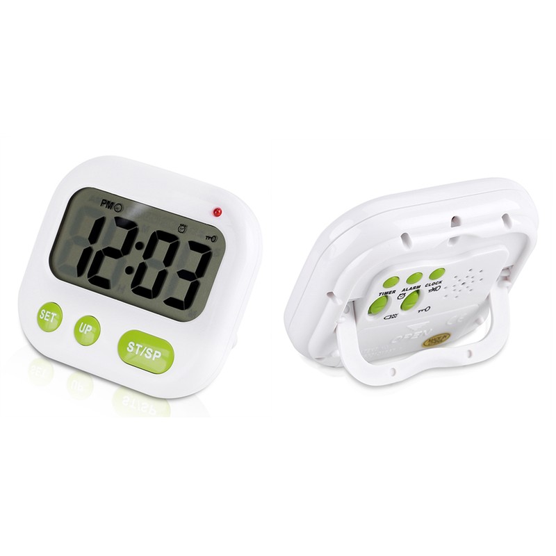 Music/Vibration Digital LCD Alarm Clock Electronic Kitchen Timer with Backlight