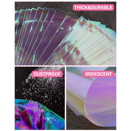 Labeol 100pcs Iridescent Cellophane Bags Goodie Candy Bags 5×11 4×9.5 Treat Bag with Ties Clear Gift Bag Holographic Party Favor Wraps for Birthday Wedding Easter Christmas Valentines