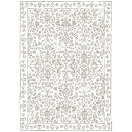 PureCozy Floral Rug 6x9 Washable Living Room Rug Non Slip Taupe Bedroom Rug Kitchen Throw Rug Lightweight Vintage Floor Carpet Indoor Chenille Accent Rug for Farmhouse Dining Room