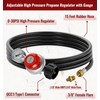 CALPOSE 15FT High Pressure Propane Regulator Hose with Gauge, 0~30PSI