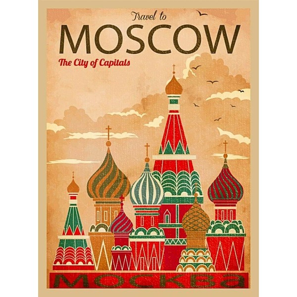 Moscow Russia St. Basil's Cathedral Retro Travel Ad Poster Photo