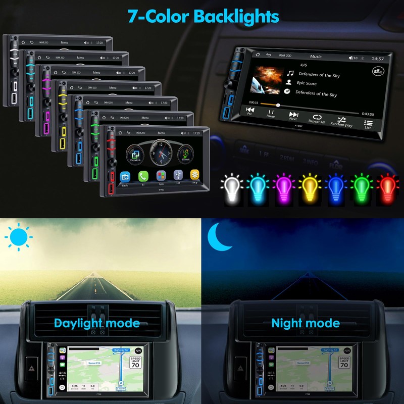 iFreGo Double Din Car Stereo Apple Carplay and Android Auto