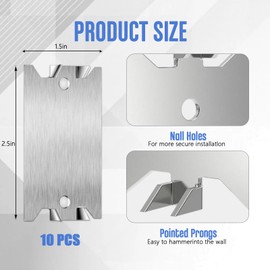 10 Pcs Nail Plates for Wood Studs, 1.5 x 2.5 Inch Nail Plate with Sharp Pointed Prongs, Anti-Nail Protection Plate Shield