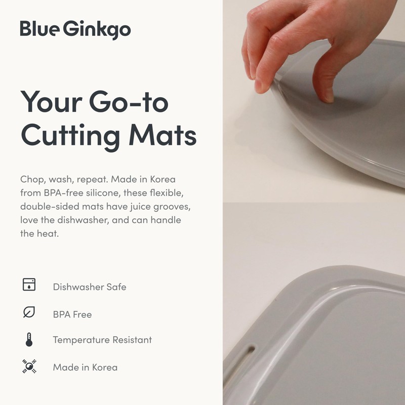Blue Ginkgo Silicone Cutting Boards – Set of 3 (Small,