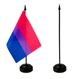 2 Pack Canada & Bisexual Desk Flag, 1 Bisexual Table Flag,1 Canadian Desk Flag,Bisexual Office Table Flag on Stand Base, Decorations for Offices, Families, Conference rooms