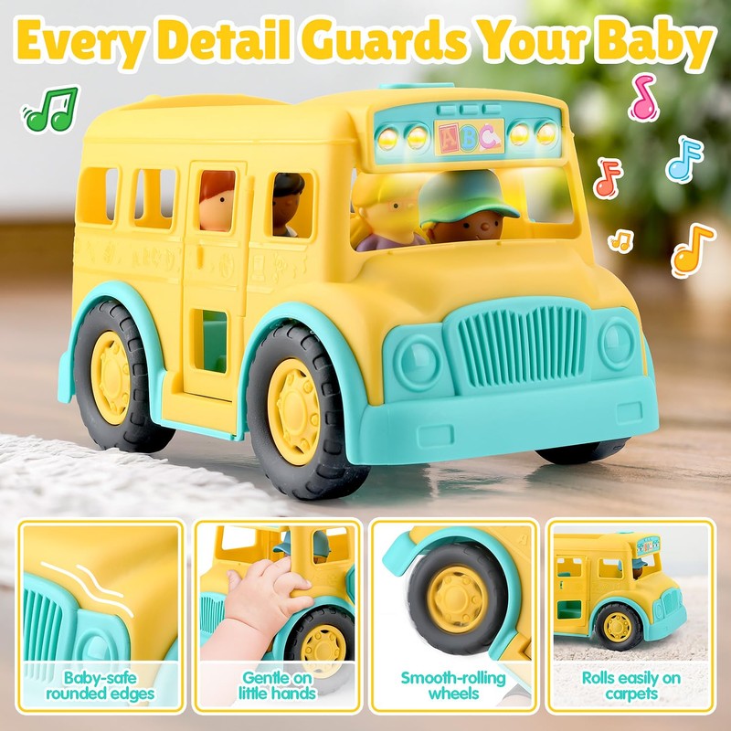 PLAY Yellow School Bus Toy for Toddlers with Figures and