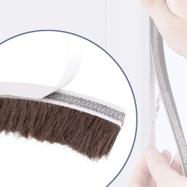 LEPEVNEY Brush Weather Stripping Door Brush Seal Adhesive Felt Door Seal Strip for Door Window 197 Inch L x 0.9 Inch W (5M x 23mm), Brown