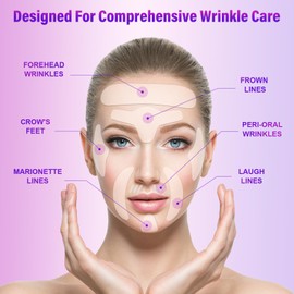 GEIMIY Facial Wrinkle Patches, Anti Wrinkle Patches for Forehead, Face, Frown Lines, Smile Lines, Overnight Wrinkle Pads to Reduce Fine Lines, Reusable Anti-Aging Face Patches, 160 pcs