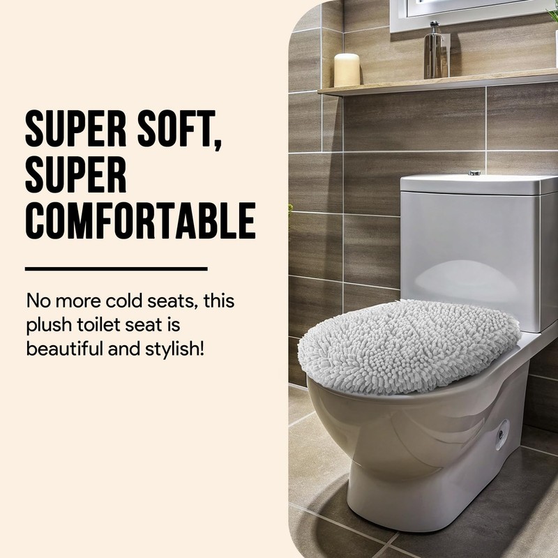 MAYSHINE Toilet Lid Cover - Sage Green, Plush Microfiber Oval