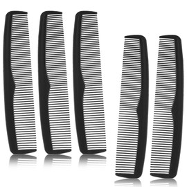 5-Pack Black Hair Combs with Dual Tooth Density,Styling Combs for Men Beard and Women Combs, Travel-Friendly & Durable