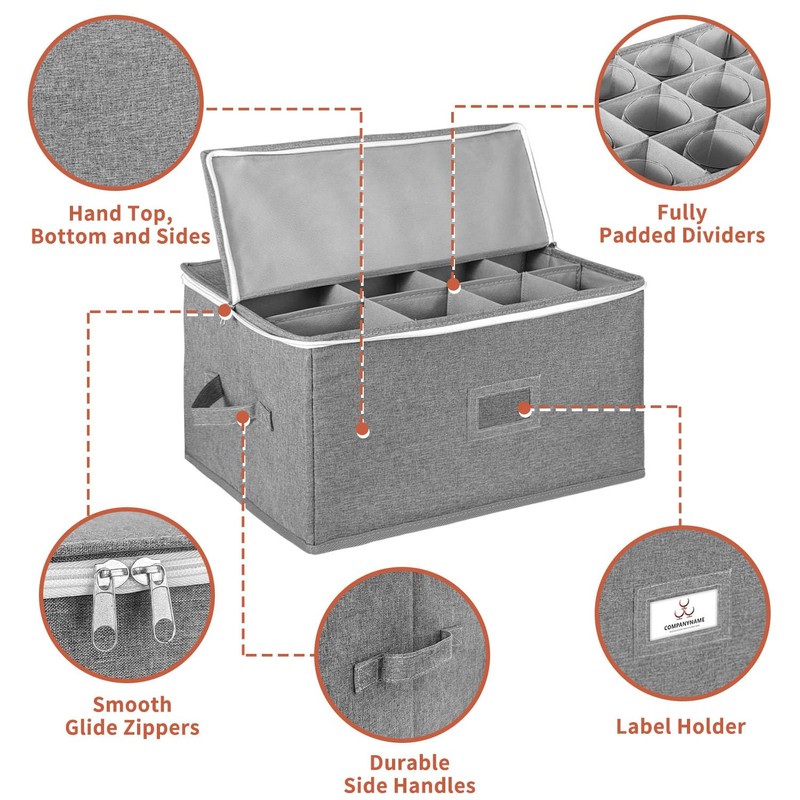 BOHEMIABY Wine Glass Storage Box Holds 12 - Stackable Hard