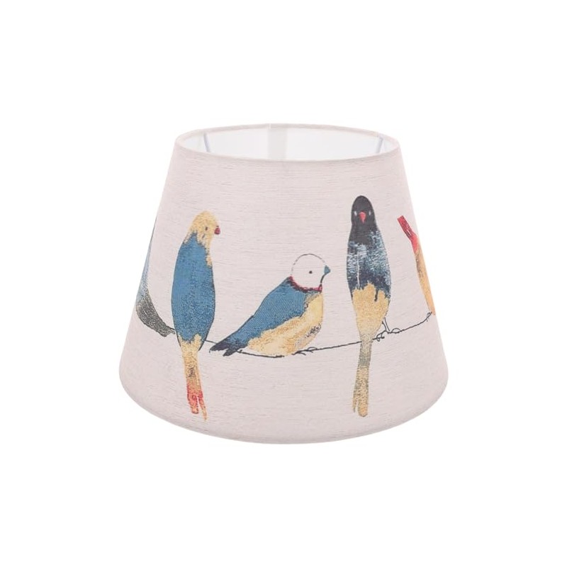 Housoutil Fabric Bird Lampshade,Medium Pattern Drum-Shaped Table Lamp Shade,Beige Replacement