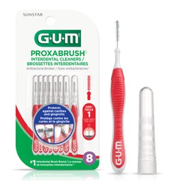 GUM Proxabrush Go-Betweens Interdental Brushes, Ultra-Tight, Plaque Removal, Red , 8 Count