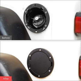 JeCar Tapa de gas de aluminio para puerta de llenado de combustible para Jeep Wrangler 1997-2006 TJ, negro