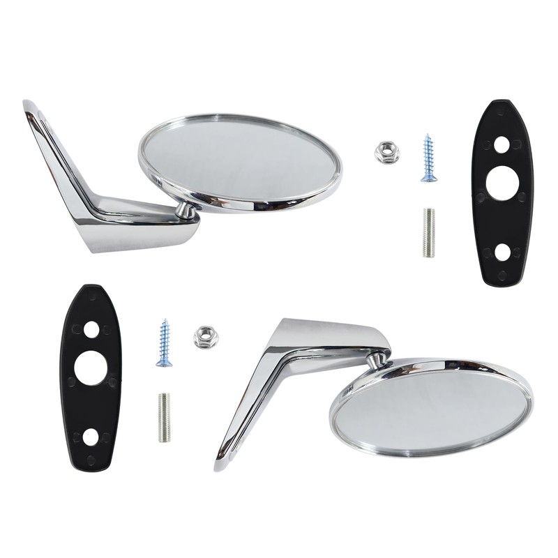 Pair(2) Chrome Door Mirrors Outside Exterior Rearview Compatible With 1966-1975