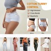 DAFANY Womens Cotton Tummy Control Underwear High Waisted Boyshorts Soft