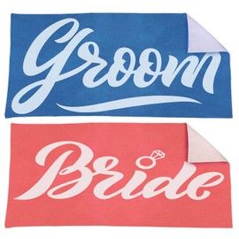 2 Pieces Bride Beach Towel Bride and Groom Beach Towel 27.6 x 59.1 Inch Honeymoon Bride Gifts Set Sand Free Microfiber Pool Beach Towel Blanket Accessories Bachelorette Yoga Mat for Party