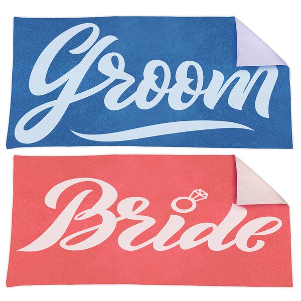 2 Pieces Bride Beach Towel Bride and Groom Beach Towel