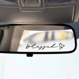 3x Blessed Car Decals, Car Accessories For Women, Self Affirmation Rearview Mirror Stickers, Vinyl Car Window Decals, Inspirational Car Decor, Car Gift for Her (Black)