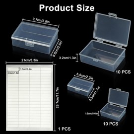 20Pcs Clear Plastic Organization and Storage, IEMIEBSHA Small Storage Containers with Lid, Rectangle Bins Mixed Sizes Boxes with Labels for Beads Small Items Crafts Supplies Jewelry Projects