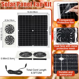 Grinsvalley 4 Set Solar Fan for Chicken Coop with Shed Light, 25W Panel Dual Exhaust Vent Kit, Waterproof 12V Solar Powered Ventilation System with Timer for Greenhouse, Pet House