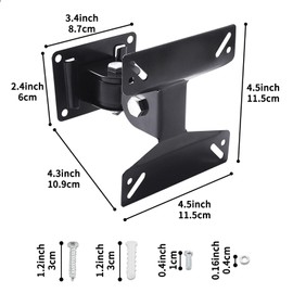 Ogetok TV Monitor Wall Mount Bracket with Swivel Articulating for Most 14-24 Inch LED LCD Flat Screens TVs, Max VESA 75x75mm to 100x100mm up to 35 lbs/15kg, Black Wall Mount TV Bracket