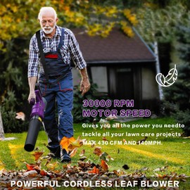 HENX Leaf Blower, 20V Leaf Blower Cordless, Lightweight and Quiet Handheld Electric Blower, 6-Variable Speed for Yard, Garden, and Driveway, Blowing Leaves and Dust, 4.0 Ah Battery and Fast Charger