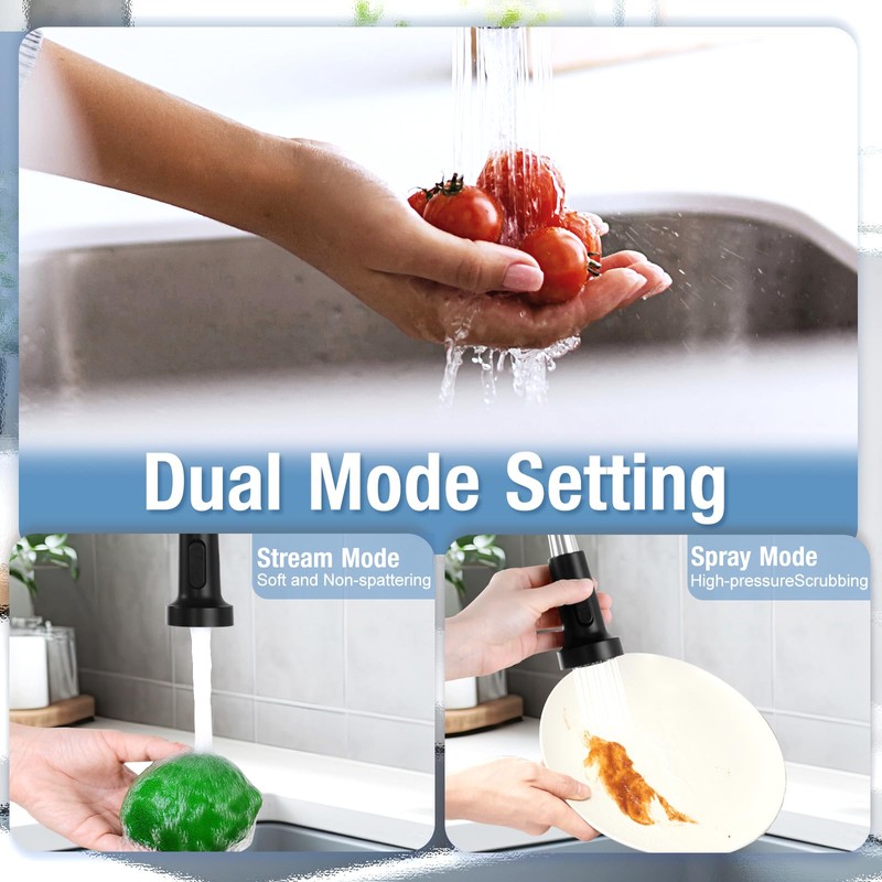 DJS Kitchen Faucets with Pull Down Sprayer Matte Black &