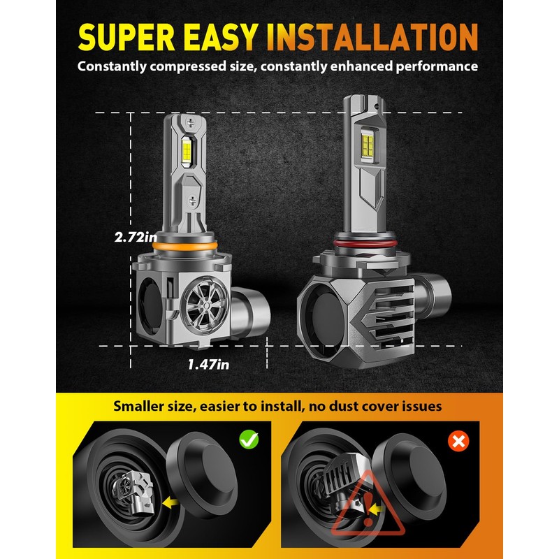 9005 9006 Light Bulbs Combo, 150,000LM 15X Super Bright HB3