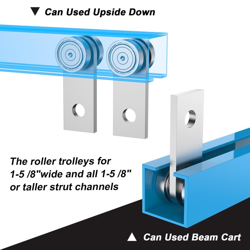 EASGIU 2 Wheel Trolley Assembly Rollers for 1-5/8" Wide Strut