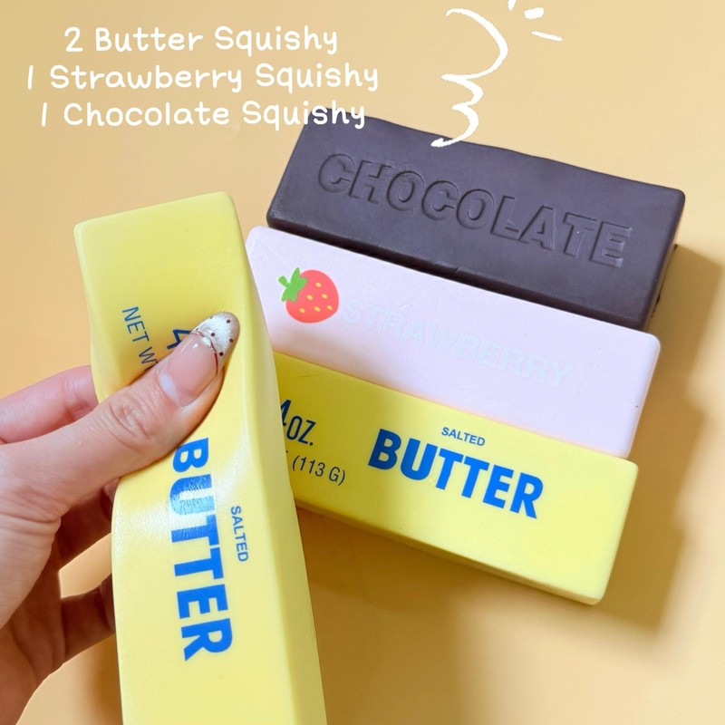 4 Pack Butter Squishy Toy, Super Soft Butter Shape Slow