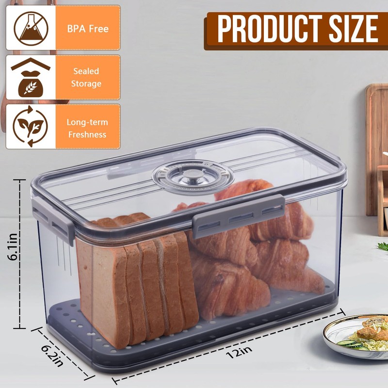 Gifhomfix 2Pcs Bread Box Bread Boxes for Kitchen Counter Airtight,