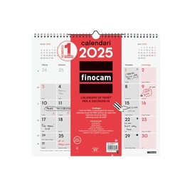 Finocam - Neutral Wall Calendar to Write 2025 Month View January 2025 - December 2025 (12 months) Catalan