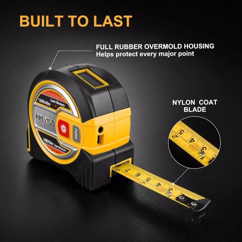 PREXISO 2-in-1 Laser Tape Measure - NOT Digital Tape -