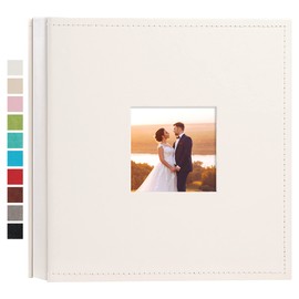 potricher Small Photo Album 4x6 200 Photos Leather Cover Picture Book with 200 Horizontal Pockets for Family Wedding Anniversary and Baby (White)