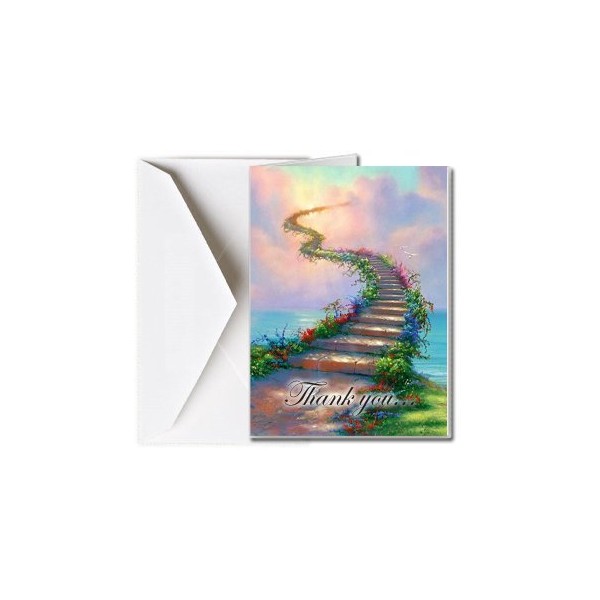 Funeral Memorial Service Thank You Cards with Envelopes (25 Count)