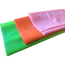 (Made in Malaysia) 3 Level 5 Ft Sanctband Exercise Resistance Bands for Stretching, Fitness or Physical Therapy Pilates Rehab