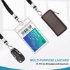 3 Pack Clear ID Badge Holder with Lanyard Black Neck