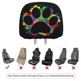 Dujiea 2 Pack Colorful Paw Car Headrest Covers, Universal Soft Car Seat Head Rest Protector, Vehicle Accessories Fabric Headrest Cover for Cars Vans Trucks
