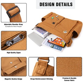 Captain Blues Large Capacity Canvas Messenger Shoulder Bags for Women, Soft and Solid Denim Leisure Travel Bag with Multiple Pockets and Adjustable Straps - Perfect Denim Crossbody Bags (Brown)
