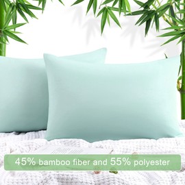 PiccoCasa Cooling Bamboo Pillow Cover Breathable Zippered Air Pillow Cover Cooling Pillow Cover Cool Soft Pillow Case Cool Cool Summer Bedding Set of 2 Moisture Wicking Quick Dry Light Blue 43 x 63 cm