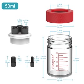 stonylab 50 ml Super-Sealed Single Electrolytic Cell with Gas Port, 3-Electrode System Electrolytic Cell with Borosilicate Glass Cell Body and PTFE Lid, No Electrode Included