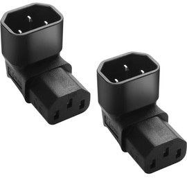 MejaRizon IEC Plug C14 to C13 Female 3 Pin 250 V 10 A Angled C13 to C14 Plug for PDU, UPS, Computer and HDTV Pack of 2