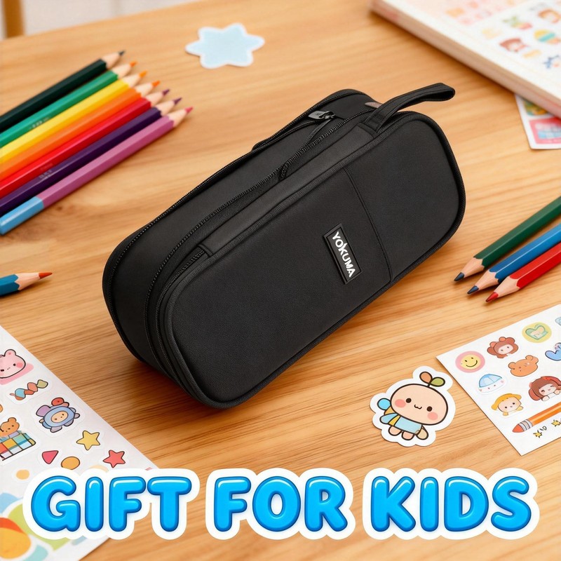 YOKUMA Pen Case, Pencil Case, Pen Case, Large Capacity, Stylish,