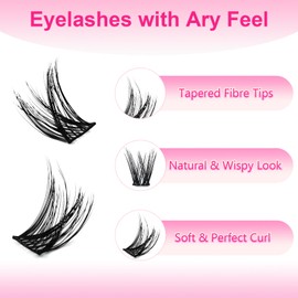 COOANTTY Eyelash Clusters Wispy Lash Clusters Natural Look Lashes 8-16mm Cat Eye Lashes Volume Cluster Lashes Individual Lashes Vegan Lash Extensions False Eyelashes at Home