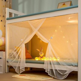 Eimilaly 8 Corner Bed Canopy Curtains for Girls Boys Bed Decor, Bed Canopy for Dormitory, Bunk Bed, 1-1.8 m Bed or Outdoor Camping, Suitable for 1 m Bed/Single Door, White